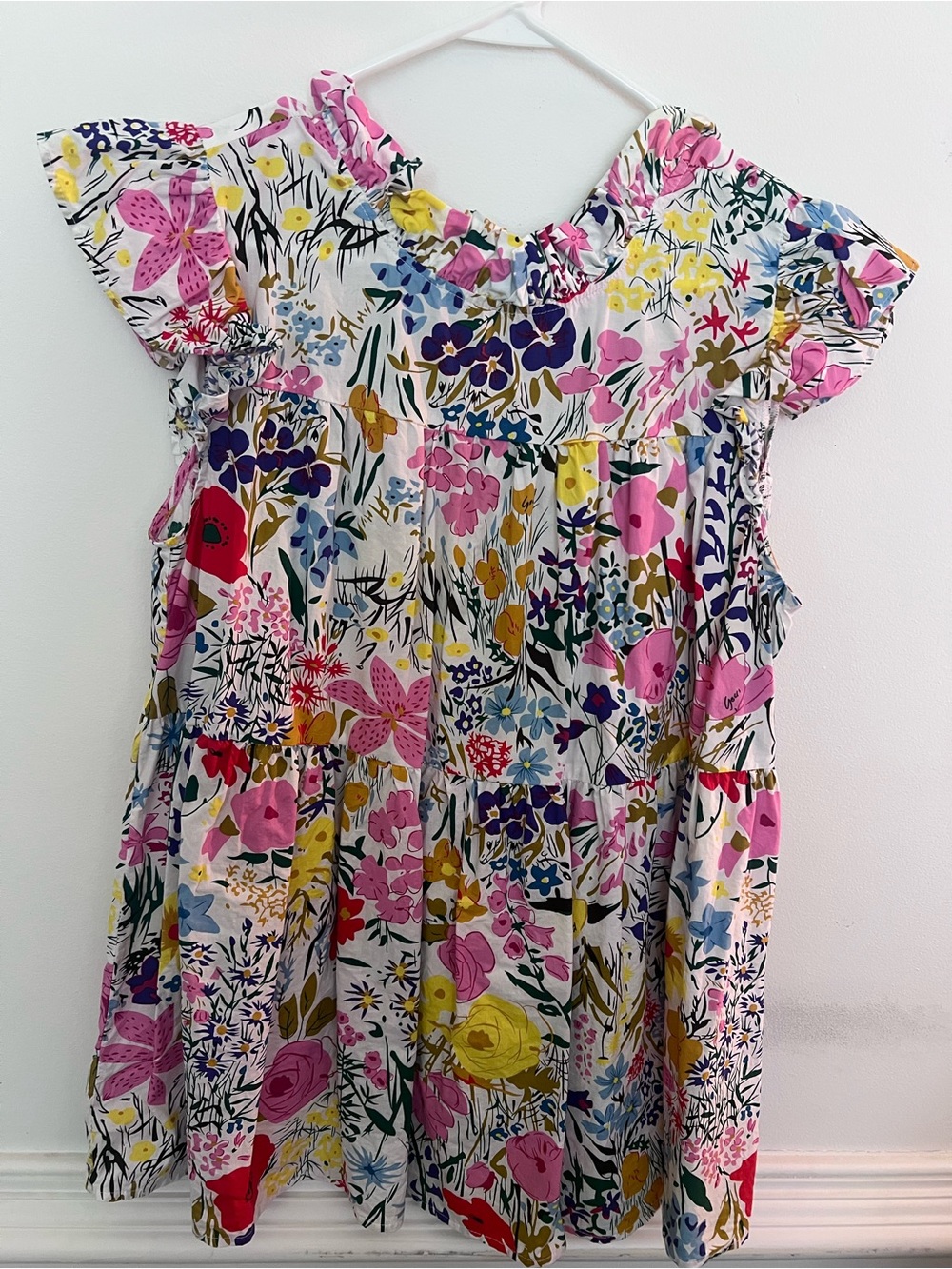 JODIFL Girls' Floral Ruffle-Sleeve Dress - Pink, Yellow & Blue